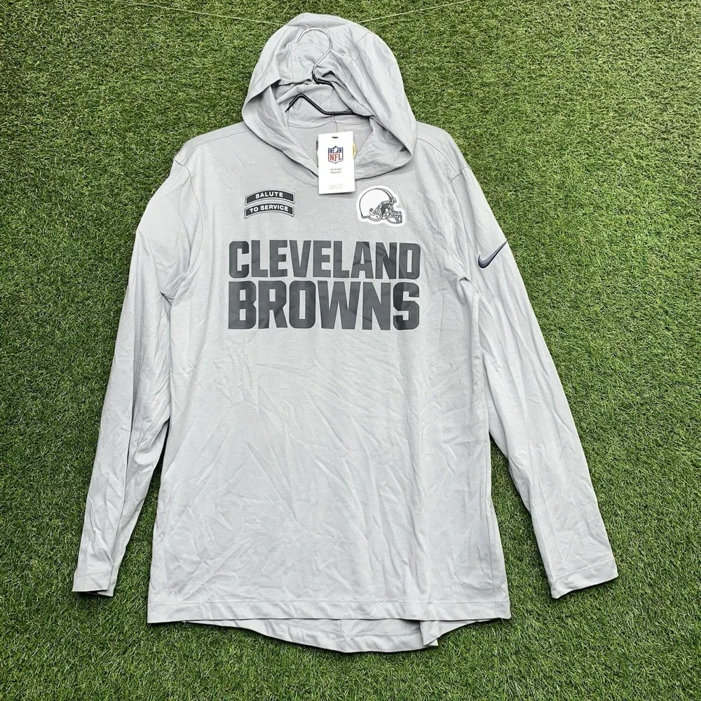Cleveland Browns Nike Salute to Service Shirt Mens Medium Hooded Dri-Fit NWT